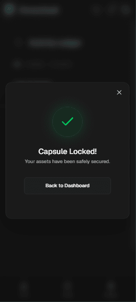 ChronoVault — Capsule Locked page, mobile view