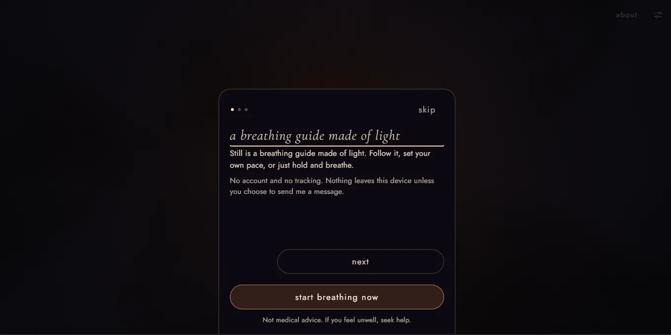 Still features — Welcome page, desktop view