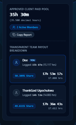 Handshakers features — Payout Report page, mobile view